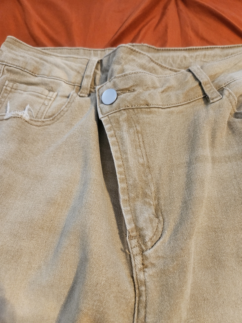Beige High-Waist Casual Jeans